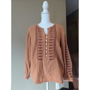 Pure Jill orange embroidered tunic top blouse J Jill